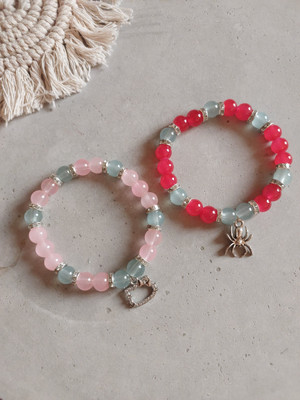 Icandies Stone, Glass Beads, Crystal Bracelet(Pack of 2)