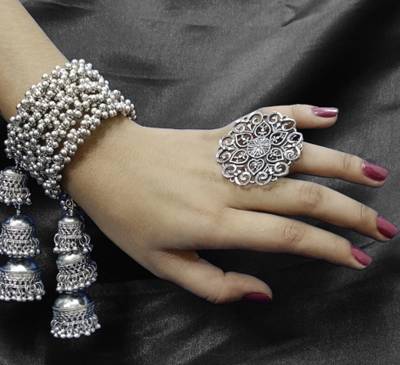 Oxidised shop ring bracelet