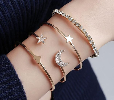 Vembley Alloy Cubic Zirconia Gold-plated Bracelet(Pack of 4)