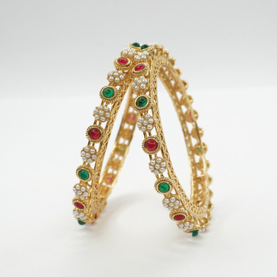 Panini Jewels Alloy Crystal Gold-plated Bangle Set(Pack of 2)