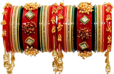 Zindura Alloy Pearl Gold-plated Chudas(Pack of 18)