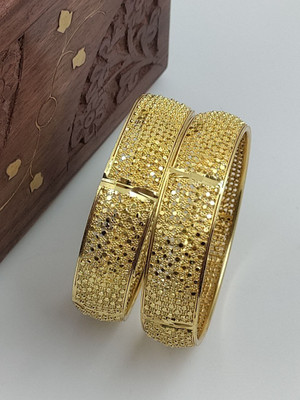 ALISHA EXPO Brass Beads Gold-plated Bangle Set(Pack of 2)