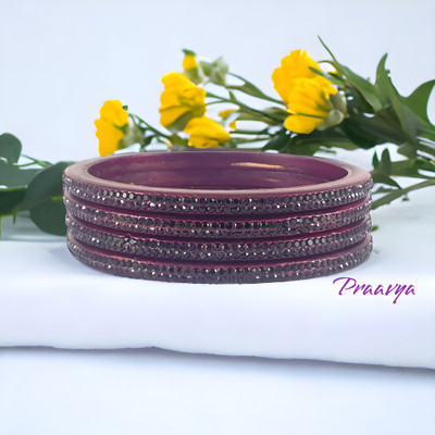 Praavya Lac Cubic Zirconia Rhodium Bangle Set(Pack of 4)