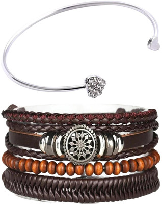 PIXFLIX Alloy, Leather Charm Bracelet(Pack of 2)