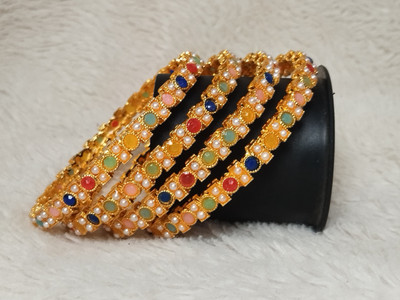 Prasansha Enterprises Alloy Gold-plated Bangle Set(Pack of 4)