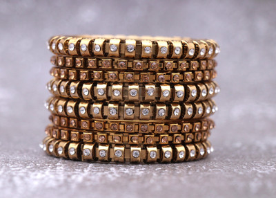 Honbon Metal Crystal Bangle Set(Pack of 8)