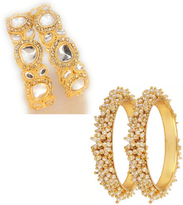 Terraband Alloy Zircon Gold-plated Bangle Set(Pack of 4)