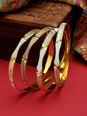 ZENEME Brass Gold-plated Bangle Set(Pack of 4)