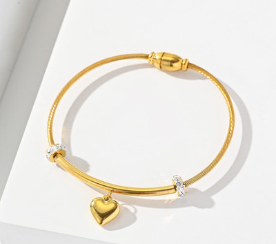 Hollywood Studio Stainless Steel Cubic Zirconia Gold-plated Bracelet