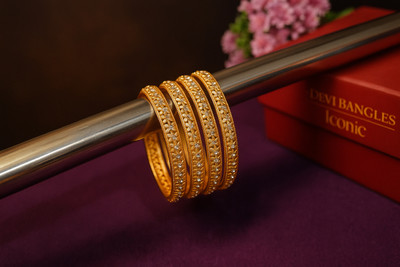 NAMAN Metal Gold-plated Bangle Set(Pack of 4)