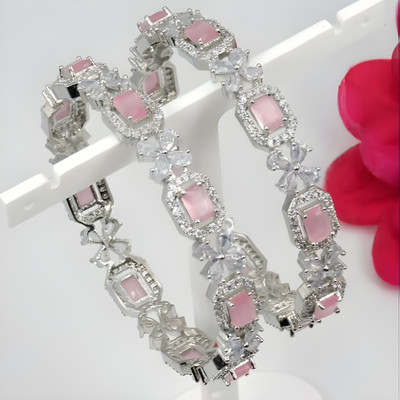 TFP STORE Alloy Diamond Silver Bangle Set(Pack of 2)