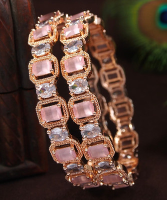 SGA FASHION Brass Cubic Zirconia Gold-plated Bangle Set(Pack of 2)