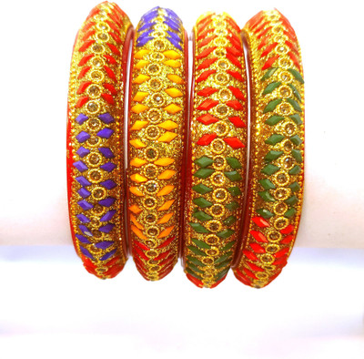 DURGANSH Lac, Glass Beads Bracelet Set(Pack of 4)