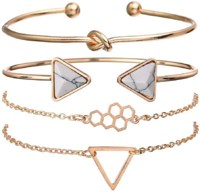 Vimich Alloy Cubic Zirconia Gold-plated Bracelet Set(Pack of 4)