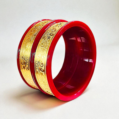 Maya Gold Traditions Brass Gold-plated Bangle Set(Pack of 2)