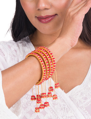 Mamon Creations Metal, Alloy Gold-plated Bangle Set(Pack of 4)