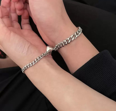 Vembley Alloy Silver Bracelet Set(Pack of 2)