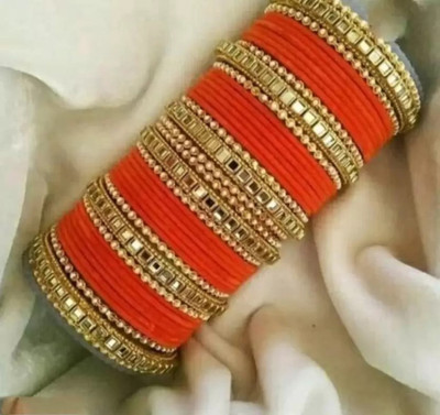 XOZTI Metal, Fabric Pearl Bangle Set(Pack of 10)