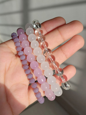 Icandies Stone, Glass Beads, Crystal Bracelet Set(Pack of 4)