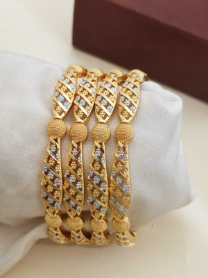 Kriva Trading Alloy Gold-plated Bangle(Pack of 4)