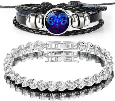 PIXFLIX Stone, Leather Charm Bracelet(Pack of 2)