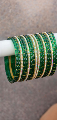DIVINE GLASS Glass Cubic Zirconia Bangle Set(Pack of 18)