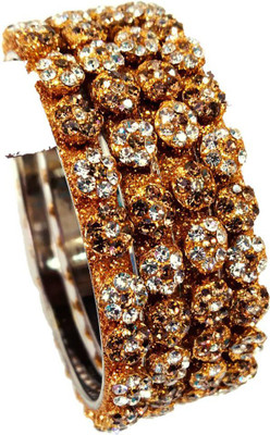 RKGlow Brass Crystal Brass Bangle Set(Pack of 4)
