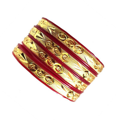 ZUMKA Brass Gold-plated Bangle Set(Pack of 4)