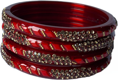 Bhooprama Glass Crystal Bangle Set(Pack of 4)