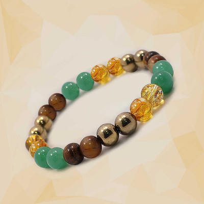 Chroma Collection Pyrite, Crystal, Tiger's Eye, Glass Beads, Crystal Bracelet