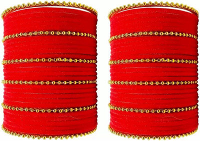 Rajwadi Metal, Fabric, Alloy Gold-plated Bangle Set(Pack of 60)