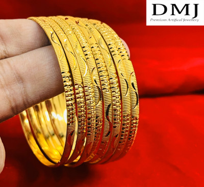 DMJ Brass Gold-plated Bangle Set(Pack of 8)