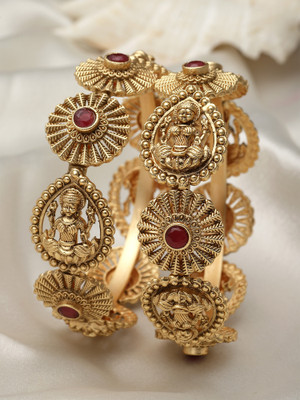 Karatcart Alloy Crystal Gold-plated Bangle Set(Pack of 2)