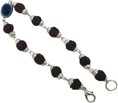 DYAMOR JEWELLERY Rudraksha, Evil Eye Silver Charm Bracelet
