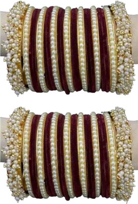 Vrangnath Metal Pearl Bangle Set(Pack of 2)