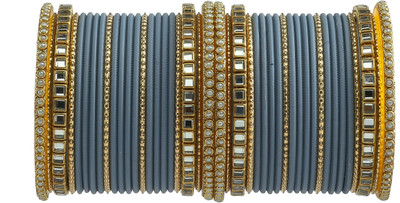 Rijoli Metal Beads Bangle Set(Pack of 10)