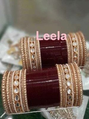 JTraditional Alloy Cubic Zirconia Gold-plated Chudas(Pack of 2)