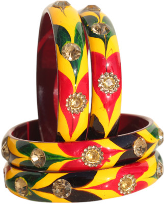 MANVI FASHION Lac Crystal Kada(Pack of 4)