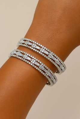 Suhailwarsi Alloy Diamond Rhodium Bangle Set(Pack of 2)