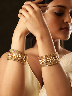 RUBANS Brass Gold-plated Bangle Set(Pack of 6)
