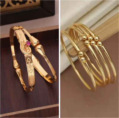 ANOUK Brass Diamond Gold-plated Bangle Set(Pack of 3)