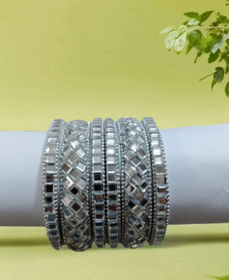 Metamo Glass Zircon Bangle Set(Pack of 6)