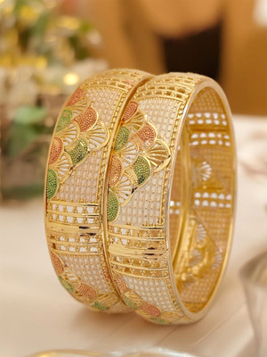 Jewels Kafe Brass Gold-plated Bangle Set(Pack of 2)