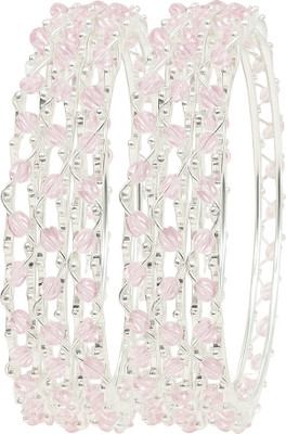 ESSENTICO Alloy Crystal Platinum Bangle Set(Pack of 4)