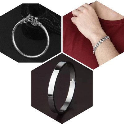 MAATRCHAAYA Alloy Sterling Silver Bracelet Set(Pack of 3)