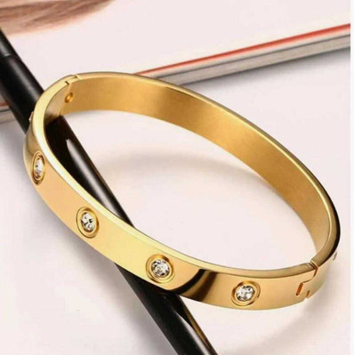 SIMHARIT Crystal, Stainless Steel Cubic Zirconia Gold-plated Bracelet