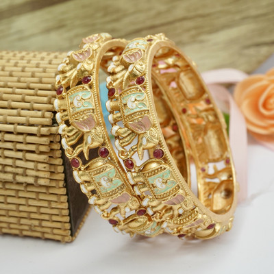 Va Jewe Va Jewe Alloy Gold-plated Bangle Set(Pack of 2)