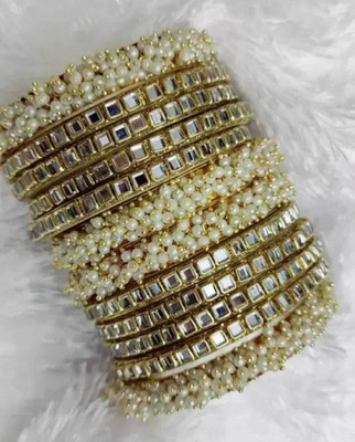 Ha Meem Metal, Plastic Pearl Bangle Set(Pack of 10)