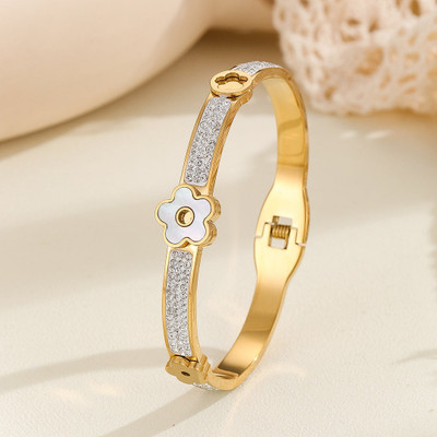 vien Stainless Steel Cubic Zirconia Gold-plated Bracelet