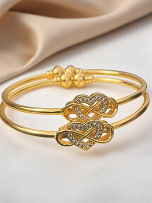 Hetshree Brass Diamond Gold-plated Bangle Set(Pack of 2)